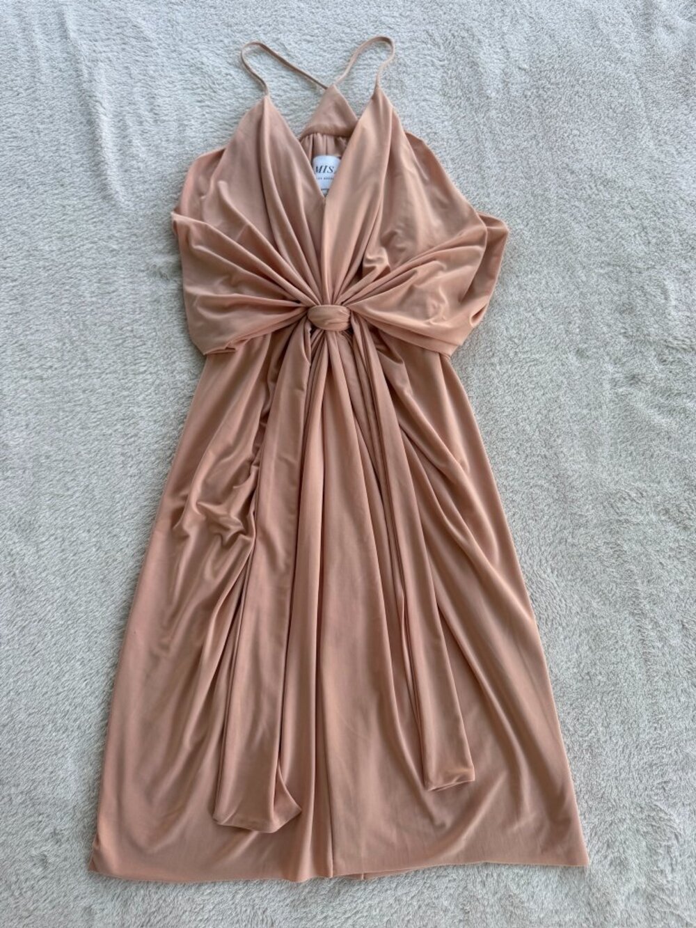 Misa Los Angeles Dress Halter Style Pink Peach Greek Goddess Size S